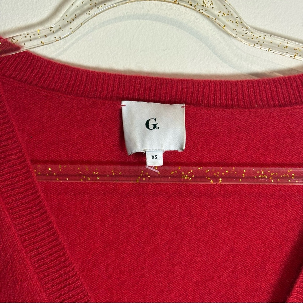 G. Label by Goop GWYN Red Cashmere The Boyfriend V-Neck Sweater XS - Picture 7 of 9